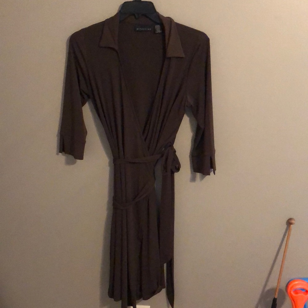 brown wrap dress